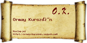 Ormay Kurszán névjegykártya
